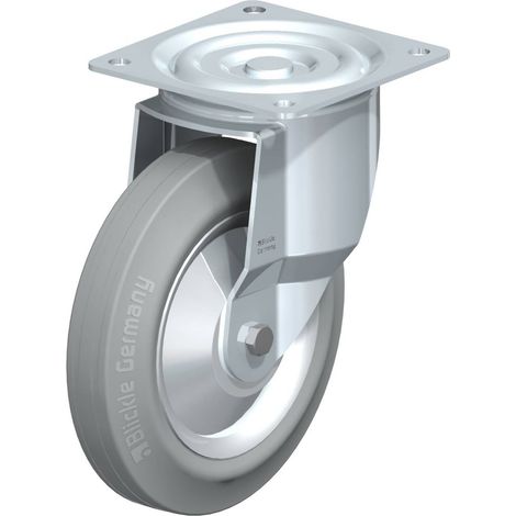 [GEBRAUCHT] B-Ware Blickle Lenkrolle Bockrolle Stahlblech Vollgummi Grau Fadenschutz Rollenlager