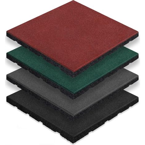 Floordirekt – Tapis de sécurité antidérapant 50 x 50 cm – Épaisseur 35 mm – Caoutchouc hydrofuge avec drainage – Protection optimale pour aire de jeu et jardin