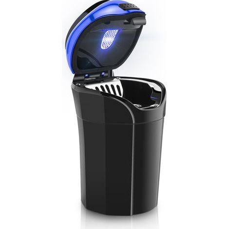 Cendrier de voiture amovible et rechargeable en acier inoxydable, bleu (1/5)