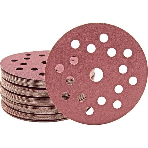 MioTools Fox Klett-Schleifscheiben, 125 mm, 17-Loch, f. Exzenterschleifer, Normalkorund (50 Stk.) K60 (1/5)