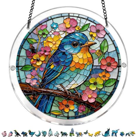 in Vogelform Buntes Puzzle Vogel Blumen 2D Farbenfroher