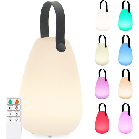 Lampe de Table Rechargeable Extérieure LED 8 Couleurs Dimmable Lampe de Table Sans Fil avec Télécommande, 4 Niveaux d'intensité Variable, IP44 étanche pour Chambre Jardin Patio (1/4)