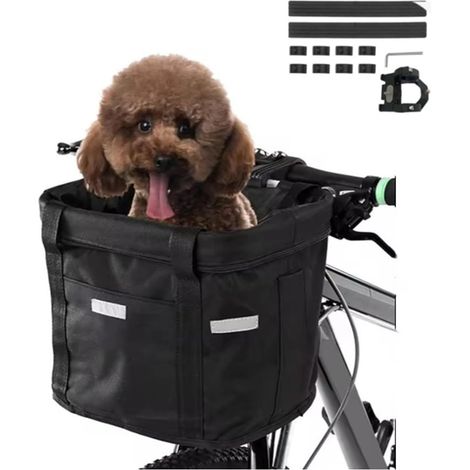 Panier de Vélo Pliable Avant pour Chiens Chats, Sac de Transport Chat Chien, Pique-Nique, Shopping, Panier de Courses Sac de Camping