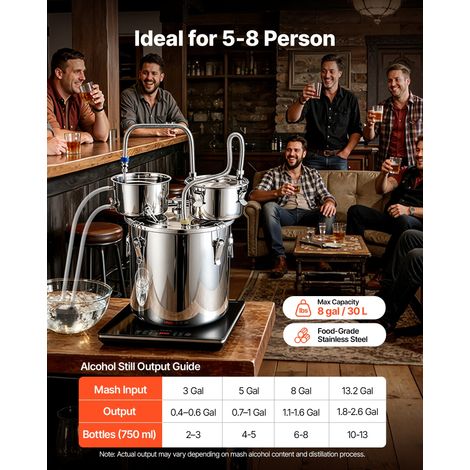 Alambic Maison 30 L Distillateur d'Alcool en Inox Qualité Alimentaire, Kit de Distillation Maison pour Whisky Brandy Huile Essentie… (1/5)