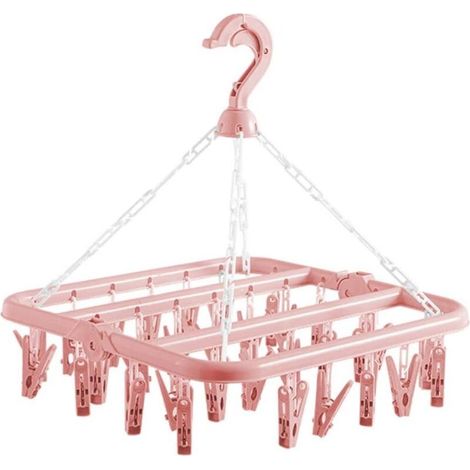 Cintre de séchage de vêtements pliable avec égouttoir, 32 pinces, support de suspension multifonctionnel coupe-vent pour chaussettes et petits linges (1/5)