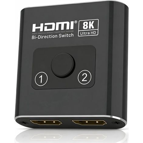 Switch HDMI,Commutateur HDMI 8K 60Hz 2 Entrées 1 Sortie Haute Résolution Supporte HDR VRR Dolby Atmos pour PC PS5 PS4 Switch 2 Xbox