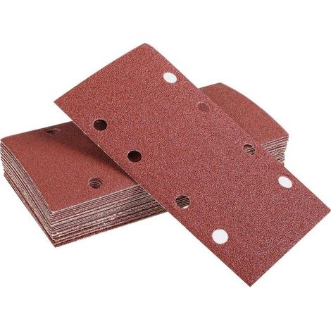 40 piezas, papel de lija rectangular, 60/80/120/240, papel de lija para lijadora orbital, Para madera y metal, 93 x 185 mm, autoadhesivo, Velcro (1/5)