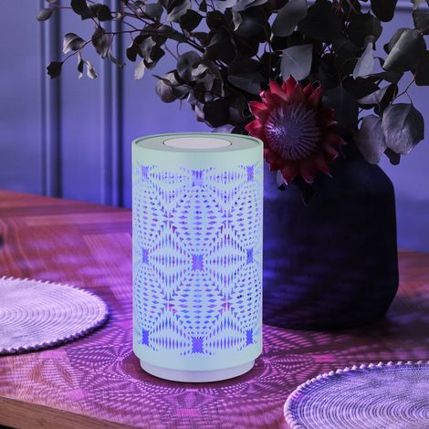 Tischleuchte Beistellleuchte Nachttischlampe Akku RGB Farbwechsel LED Touch grün