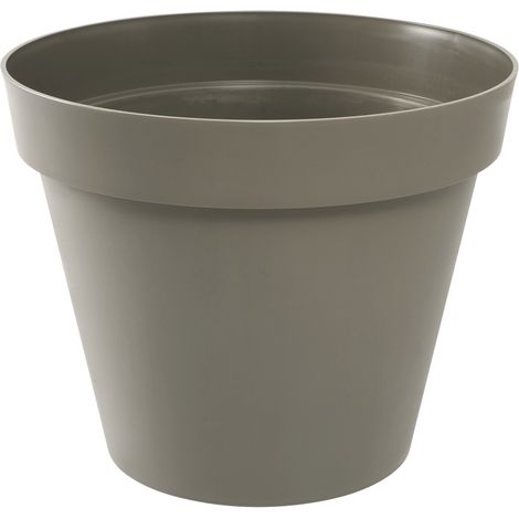 EDA – Pot de fleur rond Toscane Ø 40 cm – Hauteur 32 cm – Contenance 23L – Polypropylène résistant aux chocs – Zone de rétention d'eau