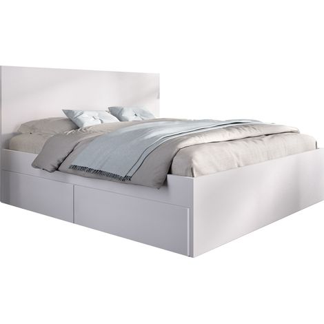 DEKIT LAGO - CAMA PARA DORMITORIO 135/140X190 CON 4 CAJONES - BLANCO - 100 x 145.4 x 195 (1/5)