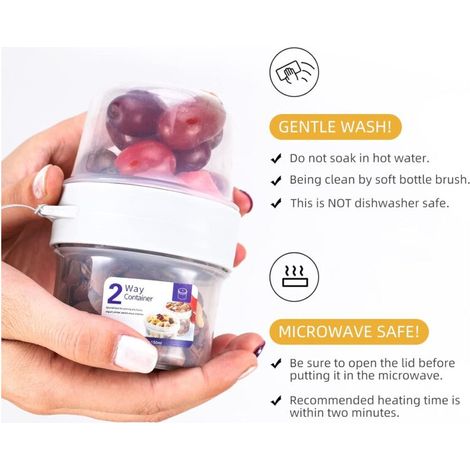Pot à yaourt à emporter 150 ml + 150 ml, tasse à céréales avec cuillère pliable, capsule à collation, pot à sauce, pot à vinaigrette, noix, nourriture pour bébé (1/4)