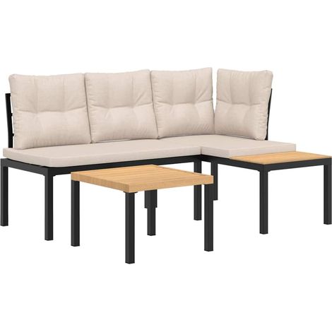 Maison Exclusive - Gartenbank-Set 3-tlg. Schwarz Pulverbeschichte