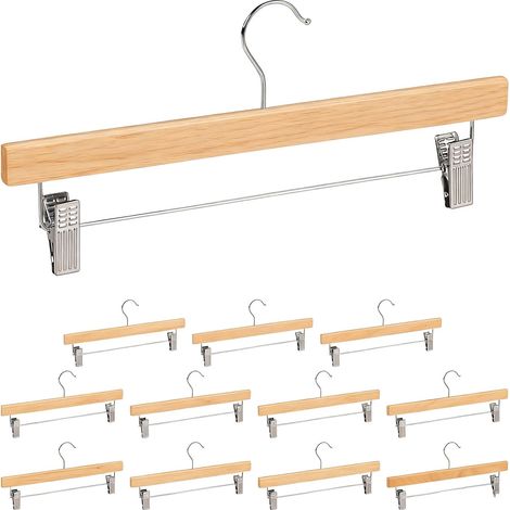Perchas de madera para pantalones con pinzas, juego de 12