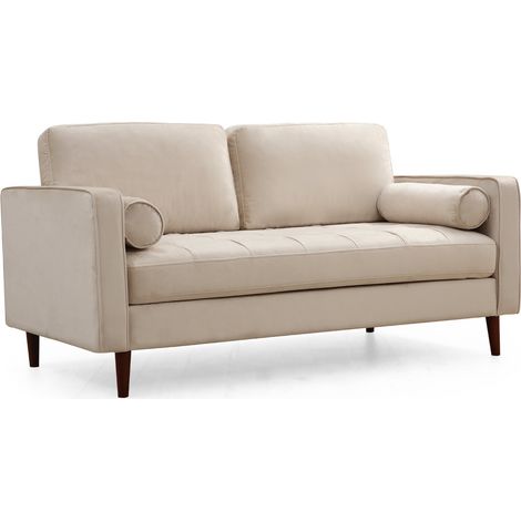 Canapé 2 places velours beige Romuza 175cm (1/5)