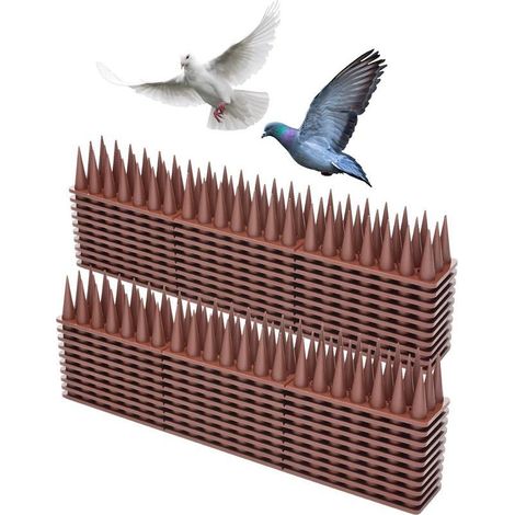 Pic Anti Pigeon 30CM,Anti Pigeons pour Balcon, Pique Anti Pigeon en ABS Haute Résistance Plastique, Anti Pigeon, Corbeaux, Chats, ect (20 PCS) Brun (1/5)