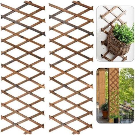 2 Pièces Treillis Extensible pour Plantes, 185CM x 30CM Panneau en Treillis de Bois pour Plantes Grimpantes Cadre Décoratif Mural Suspendu pour Chambre Jardin Terrasse Intérieur Extér (1/5)