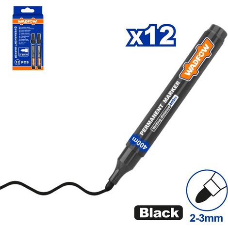 Rotulador permanente negro Wadfow caja 12 unidades punta fibra (1/4)