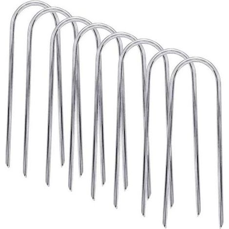 Bodenanker – U-förmiger Pfahl – verzinkter Stahl – 6 mm Durchmesser – 15 cm Länge – Für Trampoline, Zelte, Fußballtore, Outdoor-Konstruktionen – 8er-Pack (1/5)