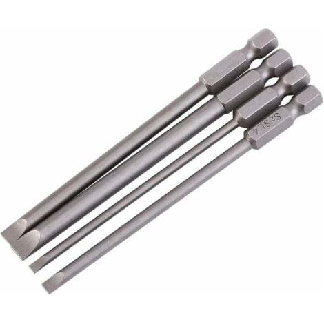4-teiliges magnetisches S2-Schlitzschraubendreher-Bit-Set (1/4" x 100 mm) aus Stahllegierung