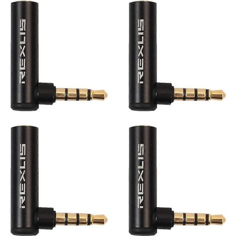 Ensemble de 4 adaptateurs jack audio stéréo mâles/femelles coudés à 90° de 3,5 mm pour microphone. (1/5)