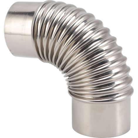 Coude en acier inoxydable pour conduit de cheminée de poêle, coude à 90 degrés, adaptateur de conduit de cheminée (1/5)