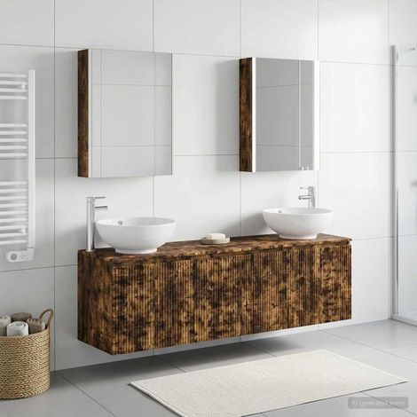 vidaXL Bathroom Cabinet Set 5 pcs Smoked Oak Engineered Wood (1/5)