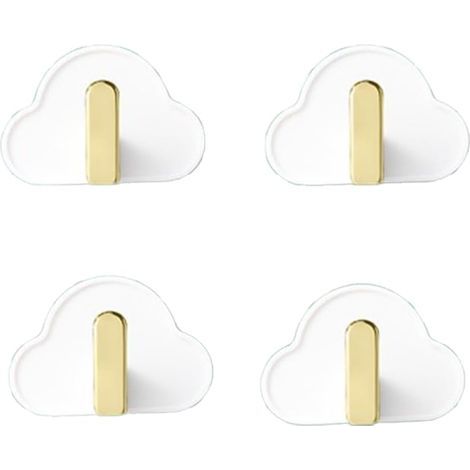 CCYKXA Set of 4 Cloud-Shaped Wall Hooks, Self-Adhesive Cloud-Shaped Hooks for Children, Towel Hooks, White, No Drilling Required, Suitable for Towels, Backpacks, Hats, and Clothes (1/5)