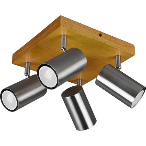 Decken Strahler Holz Lampe braun Wohn Ess Zimmer Beleuchtung Design Spot Leuchte schwenkbar (1/5)