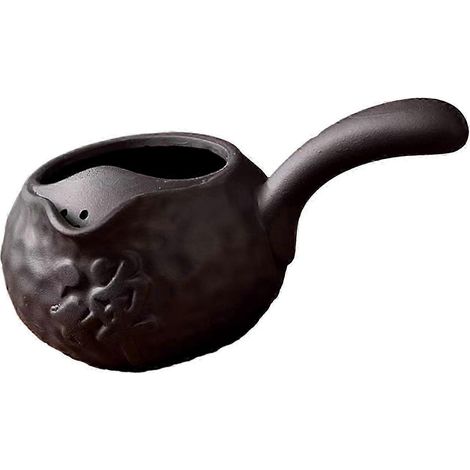 Théière en céramique avec infuseur à thé en vrac et poignée anti-brûlure, idéale pour la randonnée, l'hôtel et la maison. Elle permet de préparer de l'eau bouillante facilement et rapidement.-Black wi