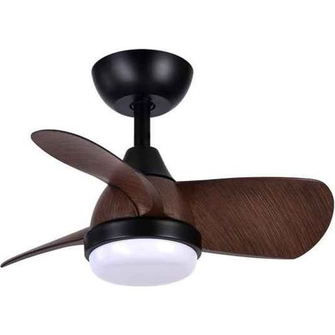 Ventilador de techo LED "Pirdo" regulable con control remoto (24W 3CCT 2400lm) IP20 Ø60cm color negro y marrón (1/3)