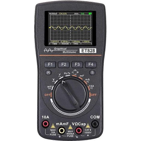 Multimètre oscilloscope numérique graphique intelligent 2 en 1 Slinx ET828 avec écran couleur de 2,4 pouces, bande passante de 1 MHz, fréquence d'échantillonnage de 2,5 MS/s pour les projets de bricol (1/5)
