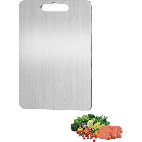 1 pièce Planche a Decouper en Titane 15cmx25cm Planche a Decouper Inox Facile à Nettoyer,Antibactérienne et Antifongique Multifonctionnelle Planche en Titane Double pour Viande,Légumes (1/5)