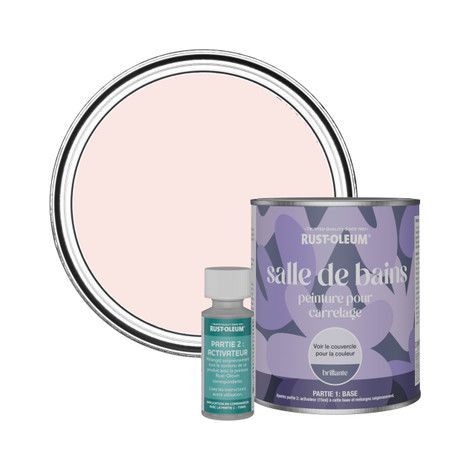 Peinture pour Carrelage de Salle de Bain, Finition Brillante - Vanille Fraise 750ml (1/2)
