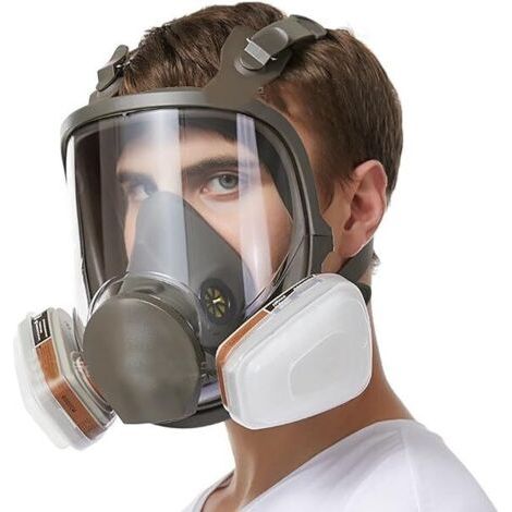 Masque facial complet réutilisable, respirateur complet, masque à gaz anti-poussière, filtres doubles remplaçables pour la peinture, la pulvérisation, le soudage et la protection de la sécurité au tra (1/5)