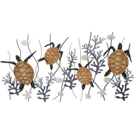 Panneau mural en fer, motif tortue, 132,7 x 5,7x69,9 (1/4)