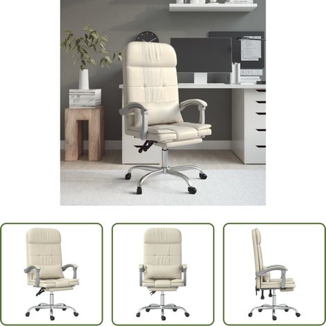 Massage-Bürostuhl -  Bürostuhl mit Massagefunktion Creme Kunstleder