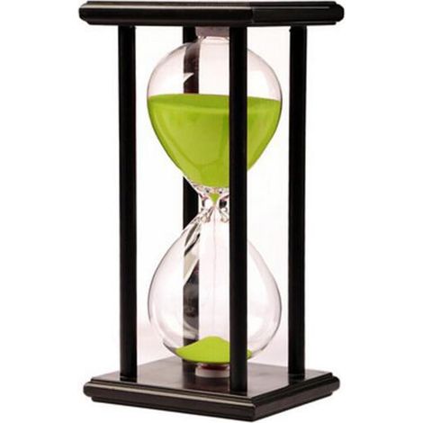 Sablier 60 Minutes - Bois et Verre - Décoration Salon Bureau - Sable Vert - Ornement Table (1/5)