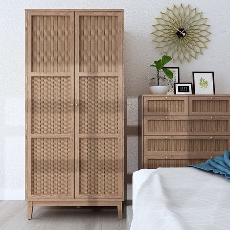 Bordeaux 2 Door Wardrobe - MDF - L55.7 x W85 x H181 cm - Oak (1/2)