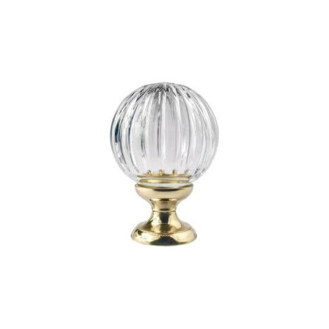 Quincadeco – Boule de rampe cristal soleil 100 mm – Socle en laiton massif poli verni – Fixation invisible sur 3 points – Fabrication européenne