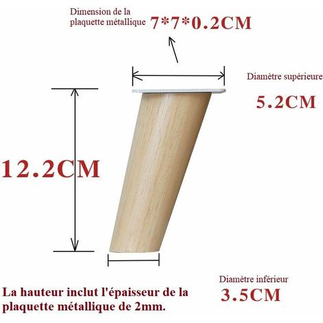 MINKUROW 4 Stück Möbelbeine aus Holz, Höhe: 12,2 cm, rund, konisch (geneigtes Design)  Material: Massivholz für Stühle, Tische, Schränke usw.