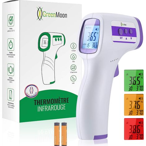 Thermometre Infrarouge - Sans Contact - Ecran LCD - Memoire 40 Mesures - Mode Silencieux - Celsius/Fahrenheit - Pour Adulte Et Enfant - 1 Unite (1/5)