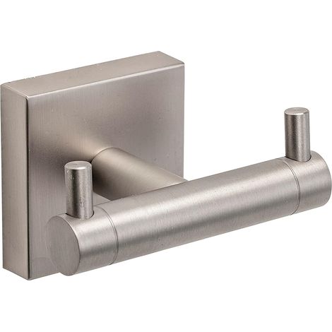 Croydex Wall Mounted Chiswick Double Robe Hook Stainless Steel, Brushed Nickel 