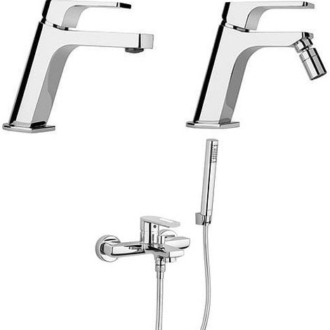 Set Rubinetti Jacuzzi per lavabo e bidet senza scarico serie Twilight e vasca cromato (1/5)