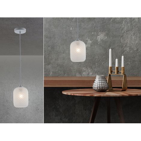 LED Pendelleuchte Relief Kristall Milchglas transparent Weiß, Ø 15cm (1/5)