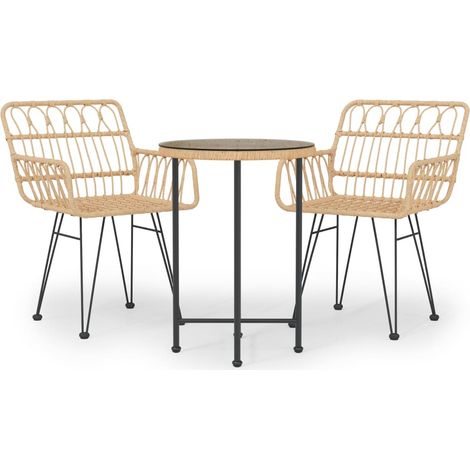 Maison Exclusive - 3-tlg. Garten-Essgruppe Poly Rattan