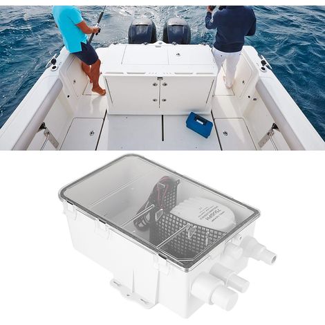 Pompe de cale de douche 12 V/24 V CC 750 GPH avec interrupteur automatique, boîte de vidange de cale et entrées multiples pour bateau et yacht G750‑30 (1/5)