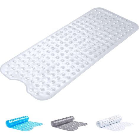 APEX Tapis de douche antidérapant et anti-moisissure transparent 100 x 40 cm pour baignoire et salle de bain, avec trous d'évacuation (1/5)