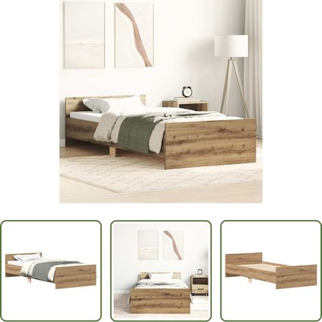 Lit chêne -  Cadre de lit sans matelas chêne artisanal 90x200 cm (1/5)