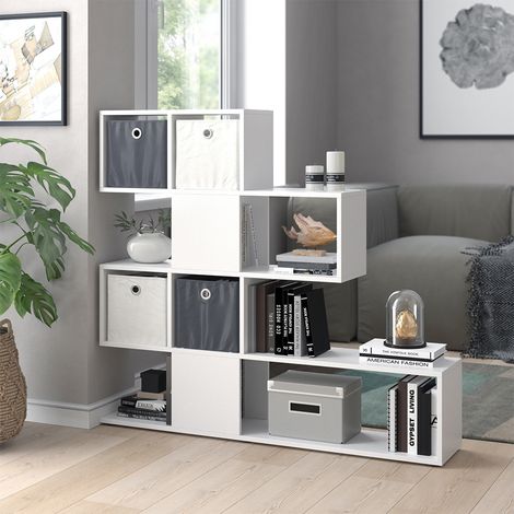 Raumteiler Hylda, Weiß, 124.4 x 113 cm mit 4 Faltboxen, Vicco