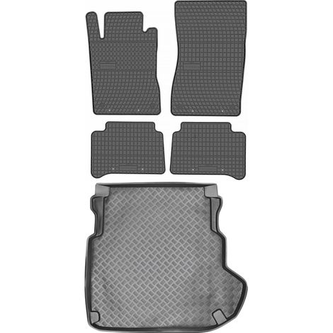 Juego de alfombrillas de goma para coche y maletero para Mercedes Clase E W211 Familiar/Sedán (2002-2009).